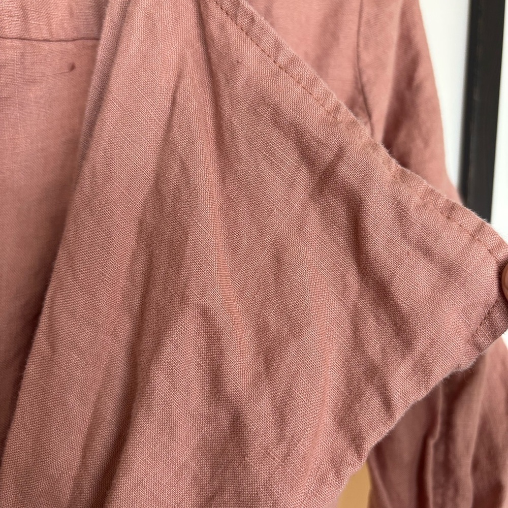 100% Linen Trench Coat Cynthia Rowley Wrap Coat Light Jacket Quiet Luxury Boho - Picture 11 of 16